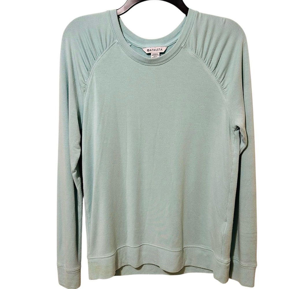 ATHLETA aqua super soft ruched shoulder sweatshirt size Small
